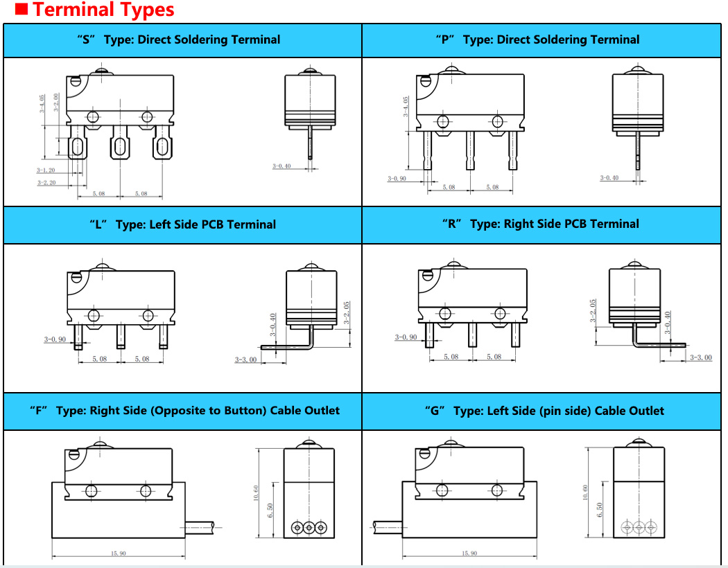 g10b subminiature micro switch terminal types-1